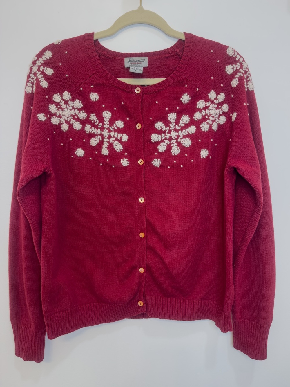 Eddie Bauer Collectibles Vintage Angora Wool Snowflake Cardigan L Grandmacore